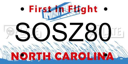 SOSZ80 North Carolina License Plate