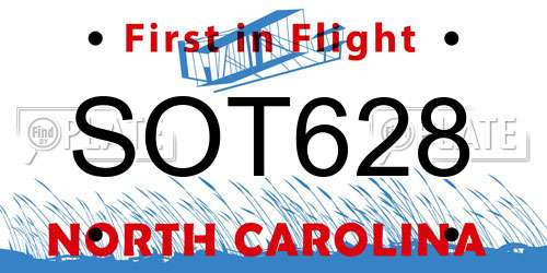SOT628 North Carolina License Plate