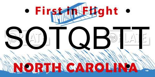 SOTQBTT North Carolina License Plate