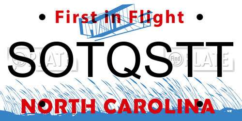 SOTQSTT North Carolina License Plate