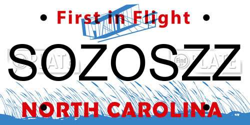 SOZOSZZ North Carolina License Plate