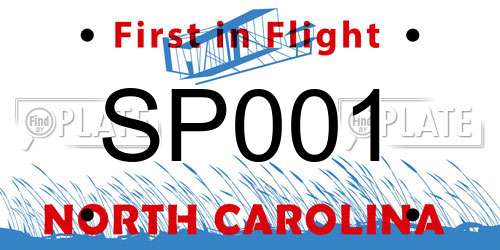 SP001 North Carolina License Plate