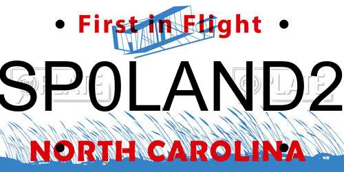 SP0LAND2 North Carolina License Plate