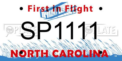 SP1111 North Carolina License Plate