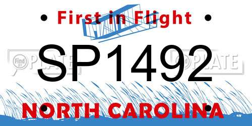 SP1492 North Carolina License Plate