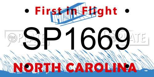 SP1669 North Carolina License Plate