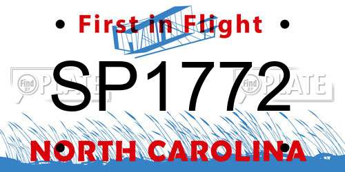 SP1772 North Carolina License Plate