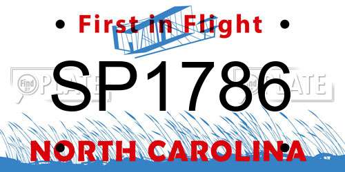 SP1786 North Carolina License Plate