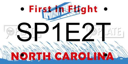 SP1E2T North Carolina License Plate