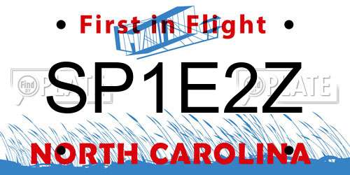SP1E2Z North Carolina License Plate