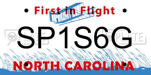 SP1S6G North Carolina License Plate