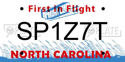 SP1Z7T North Carolina License Plate
