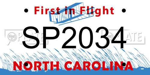 SP2034 North Carolina License Plate