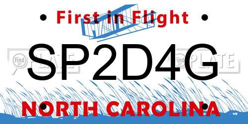 SP2D4G North Carolina License Plate