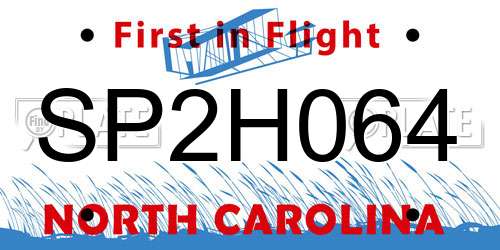 SP2H064 North Carolina License Plate
