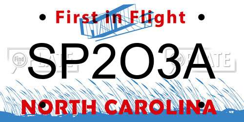 SP2O3A North Carolina License Plate