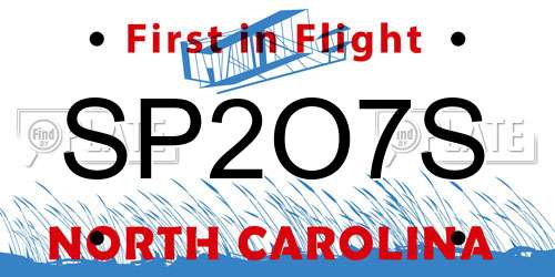 SP2O7S North Carolina License Plate