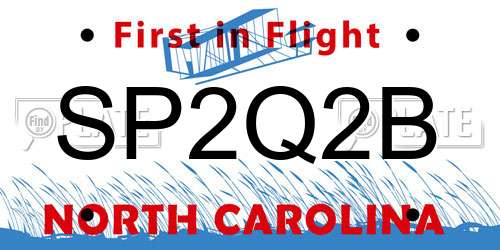 SP2Q2B North Carolina License Plate