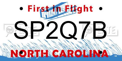 SP2Q7B North Carolina License Plate