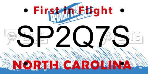 SP2Q7S North Carolina License Plate