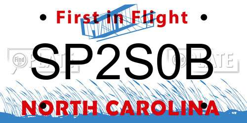 SP2S0B North Carolina License Plate