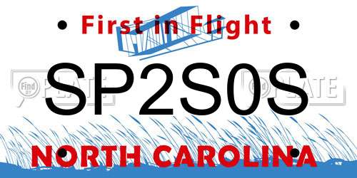 SP2S0S North Carolina License Plate