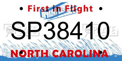 SP38410 North Carolina License Plate