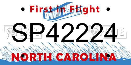 SP42224 North Carolina License Plate