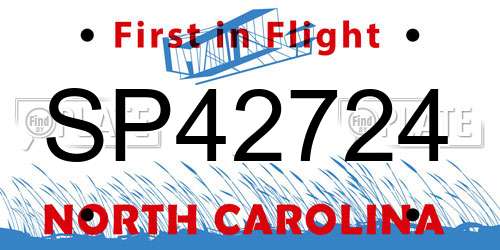 SP42724 North Carolina License Plate