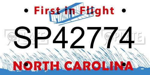SP42774 North Carolina License Plate