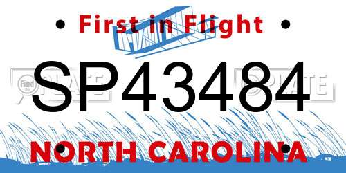 SP43484 North Carolina License Plate