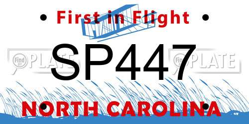 SP447 North Carolina License Plate