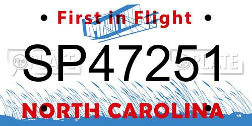 SP47251 North Carolina License Plate