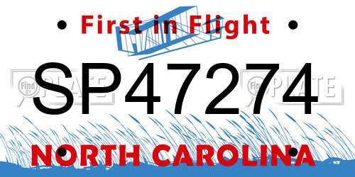 SP47274 North Carolina License Plate