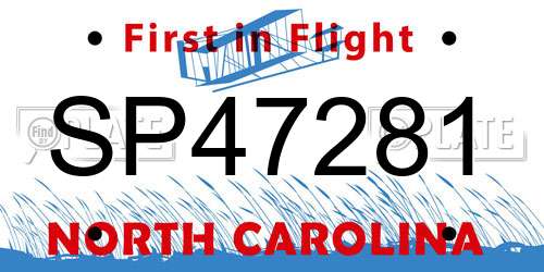 SP47281 North Carolina License Plate