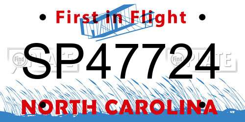 SP47724 North Carolina License Plate