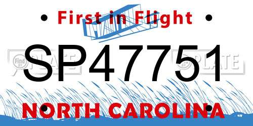 SP47751 North Carolina License Plate