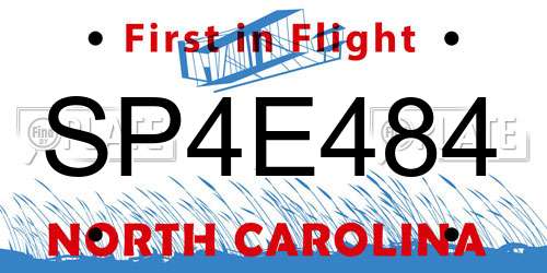 SP4E484 North Carolina License Plate