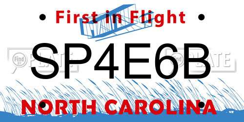 SP4E6B North Carolina License Plate