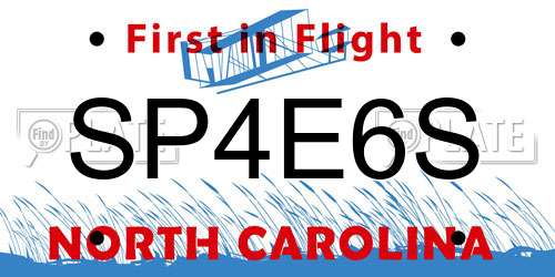 SP4E6S North Carolina License Plate