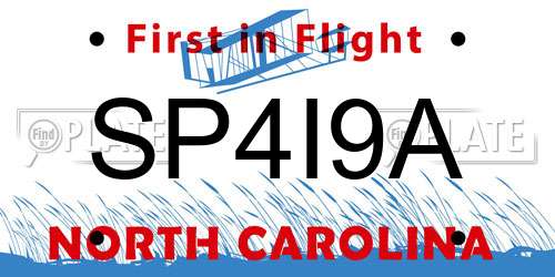 SP4I9A North Carolina License Plate