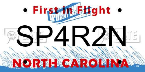 SP4R2N North Carolina License Plate