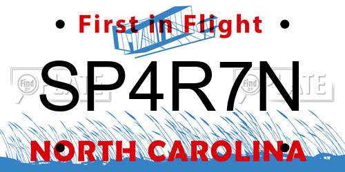 SP4R7N North Carolina License Plate
