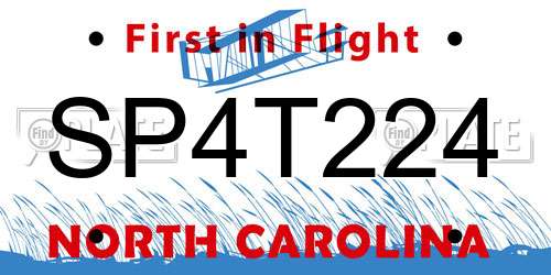 SP4T224 North Carolina License Plate