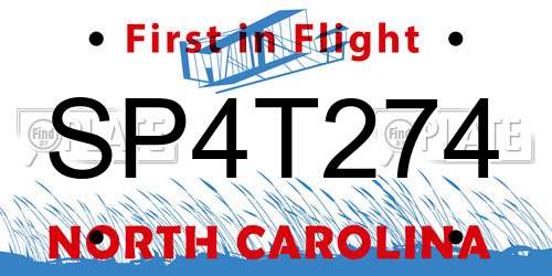 SP4T274 North Carolina License Plate