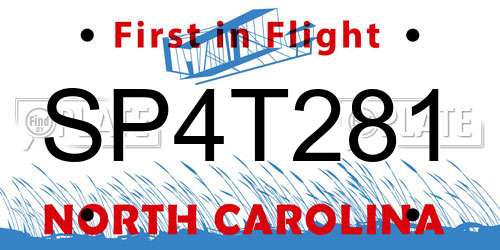 SP4T281 North Carolina License Plate