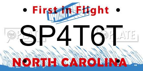 SP4T6T North Carolina License Plate