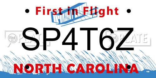 SP4T6Z North Carolina License Plate