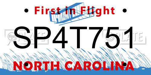 SP4T751 North Carolina License Plate