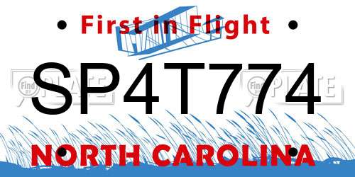 SP4T774 North Carolina License Plate